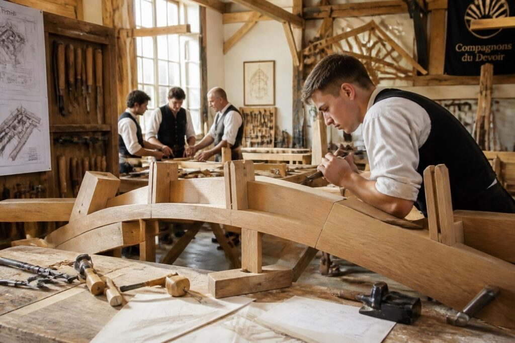 découvrez les exemples et le parcours complet du chef d'œuvre de compagnon charpentier au sein des compagnons du devoir, une tradition d'excellence et de savoir-faire artisanal.
